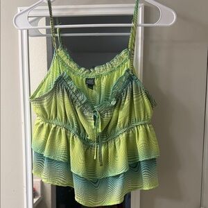 Wild Fable Green Ombre Ruffle Tank Top